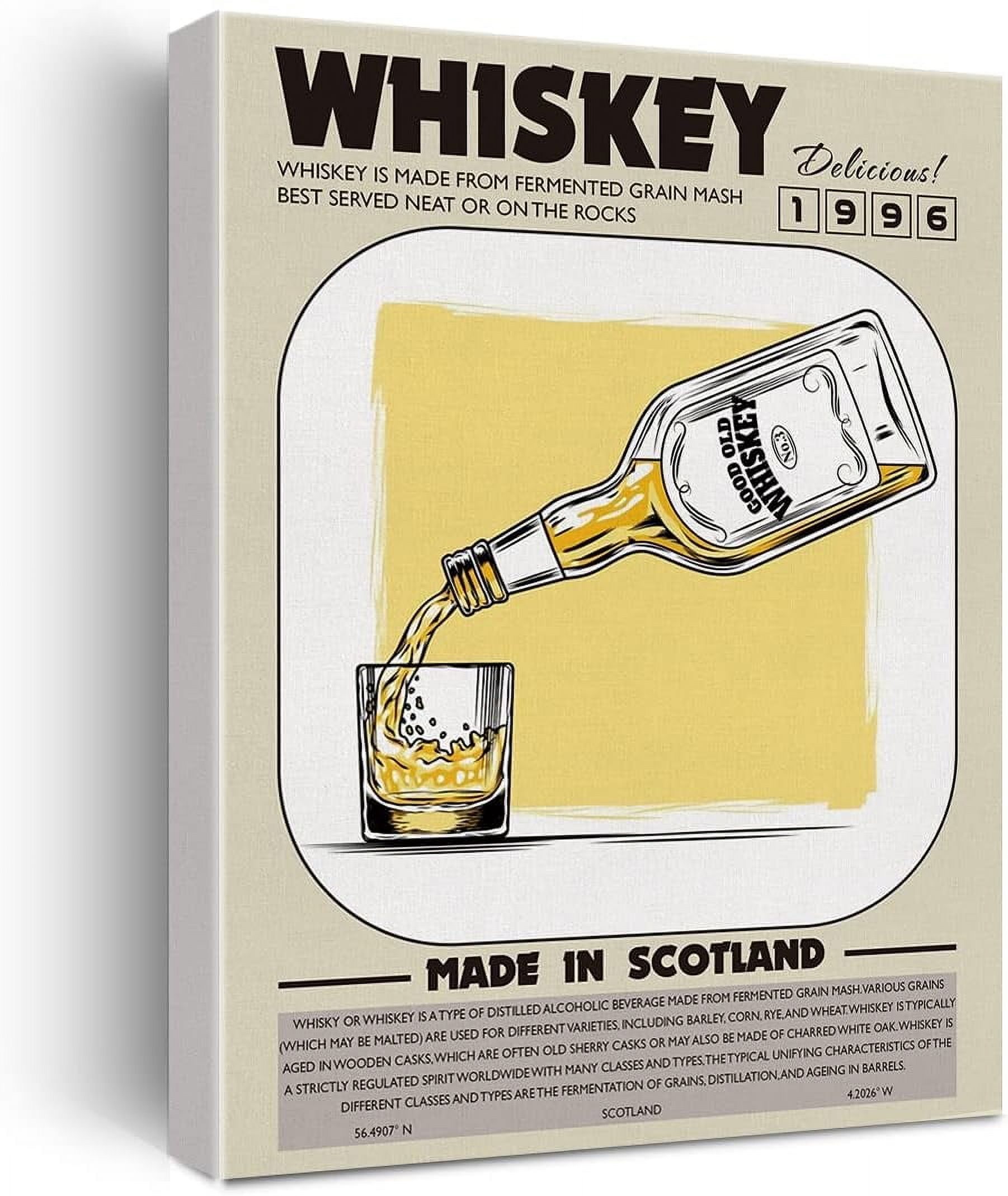 YCCJ-Funny Cocktail Canvas Print Decor Whiskey Art Wall Painting Posters 12\\u201dX15\\u201d Modern Home Kitchen Bar Decoration (Unframed)